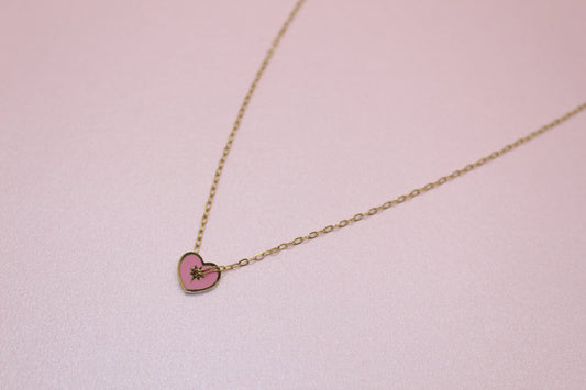 Collier cœur rose