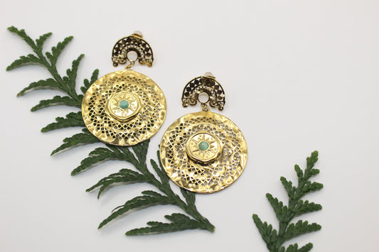Boucles d'oreilles soleil vert