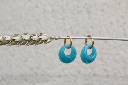 Boucles d'oreilles anneau bleu