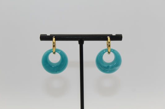 Boucles d'oreilles anneau bleu