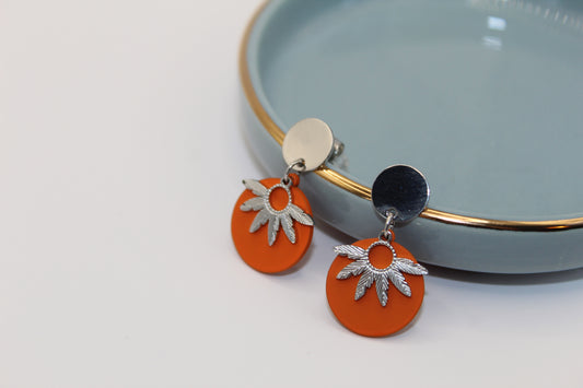 Boucles d'oreilles fleurs orange