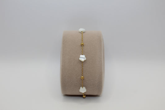 Bracelet fleurs pierres blanche