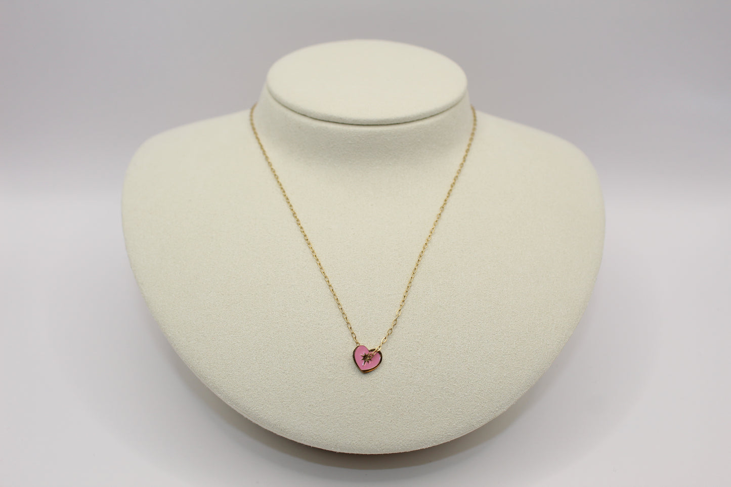 Collier cœur rose