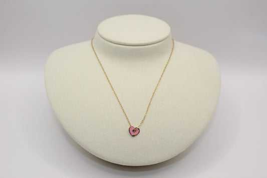 Collier cœur rose