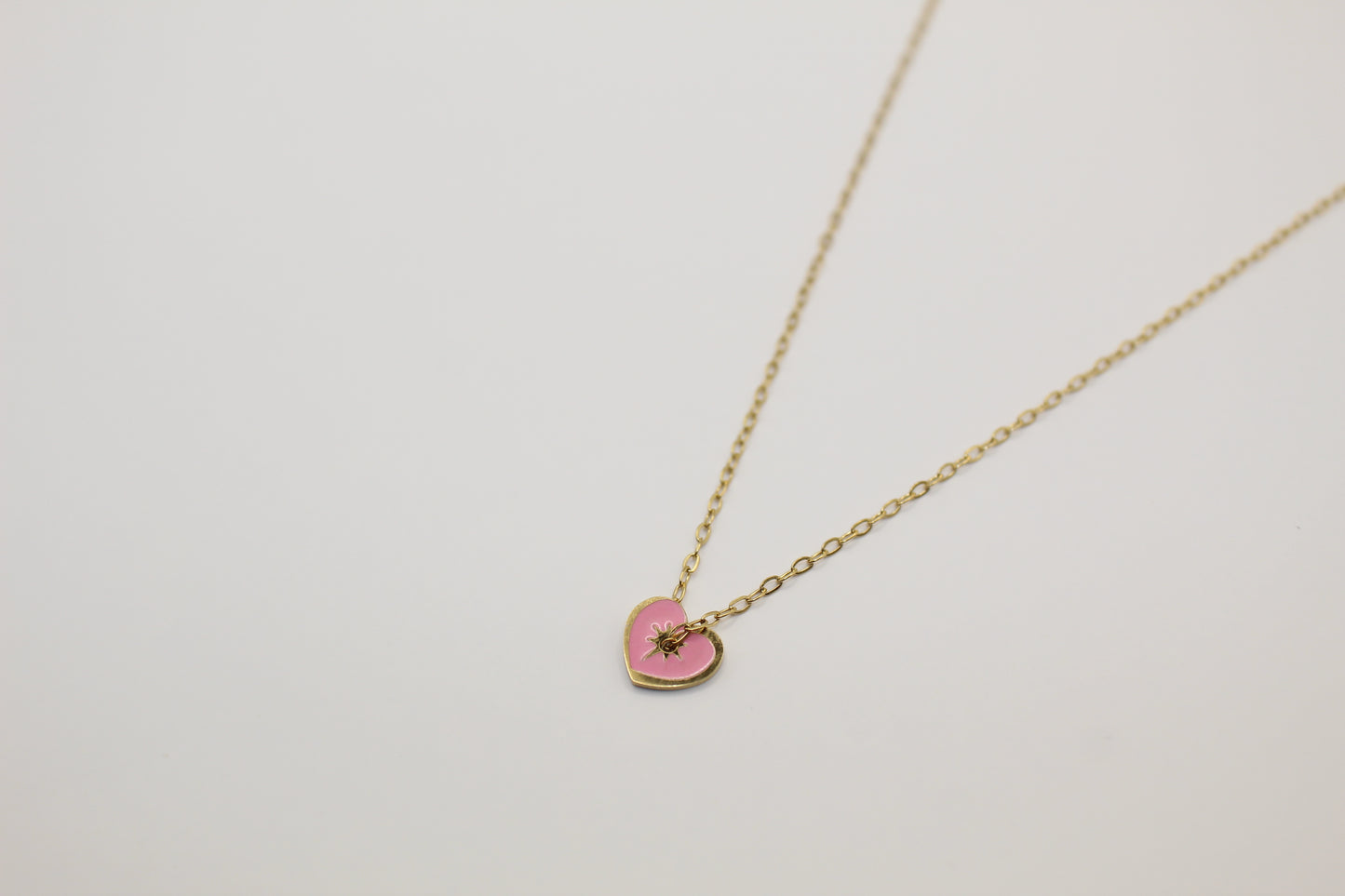 Collier cœur rose