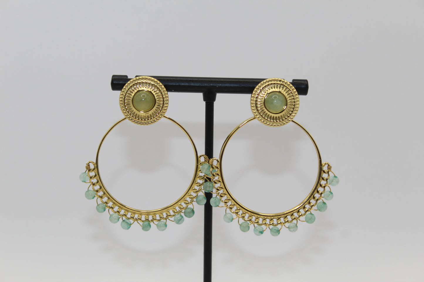 Boucles d'oreilles anneau vert