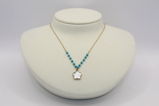 Collier fleur turquoise